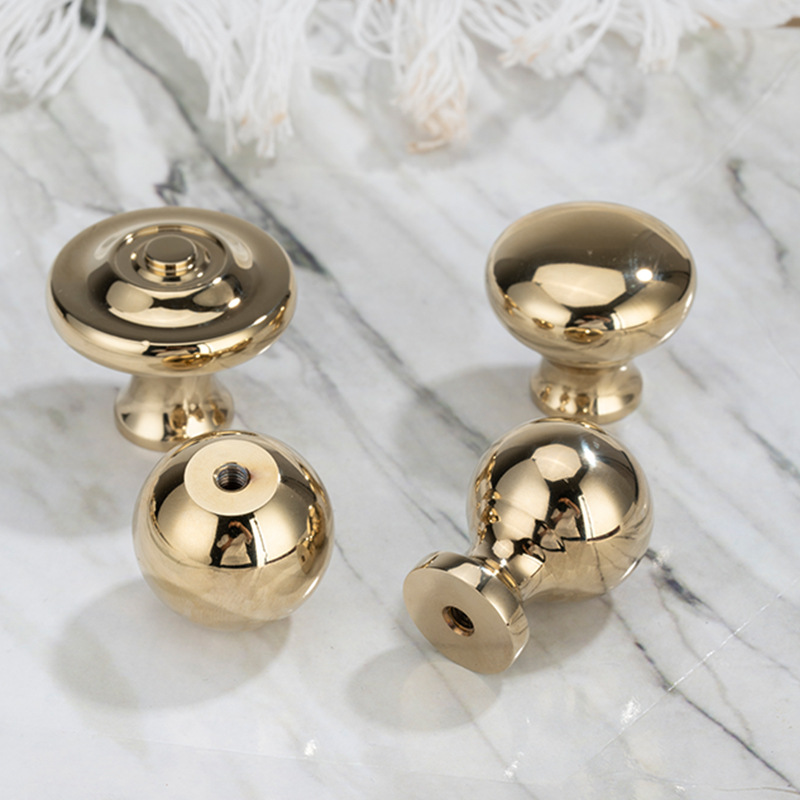 現代簡約衣櫃門把手黃銅拉手個性亮金色鞋櫃抽屜櫥櫃門純銅把手