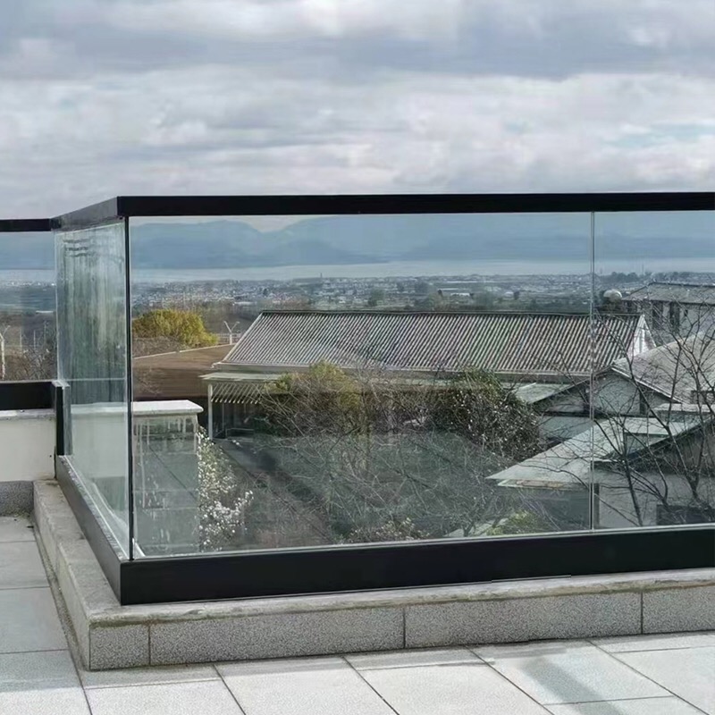 预埋无框玻璃铝槽铝合金型材阳台护栏卡槽地槽U型槽明装轨道栏杆