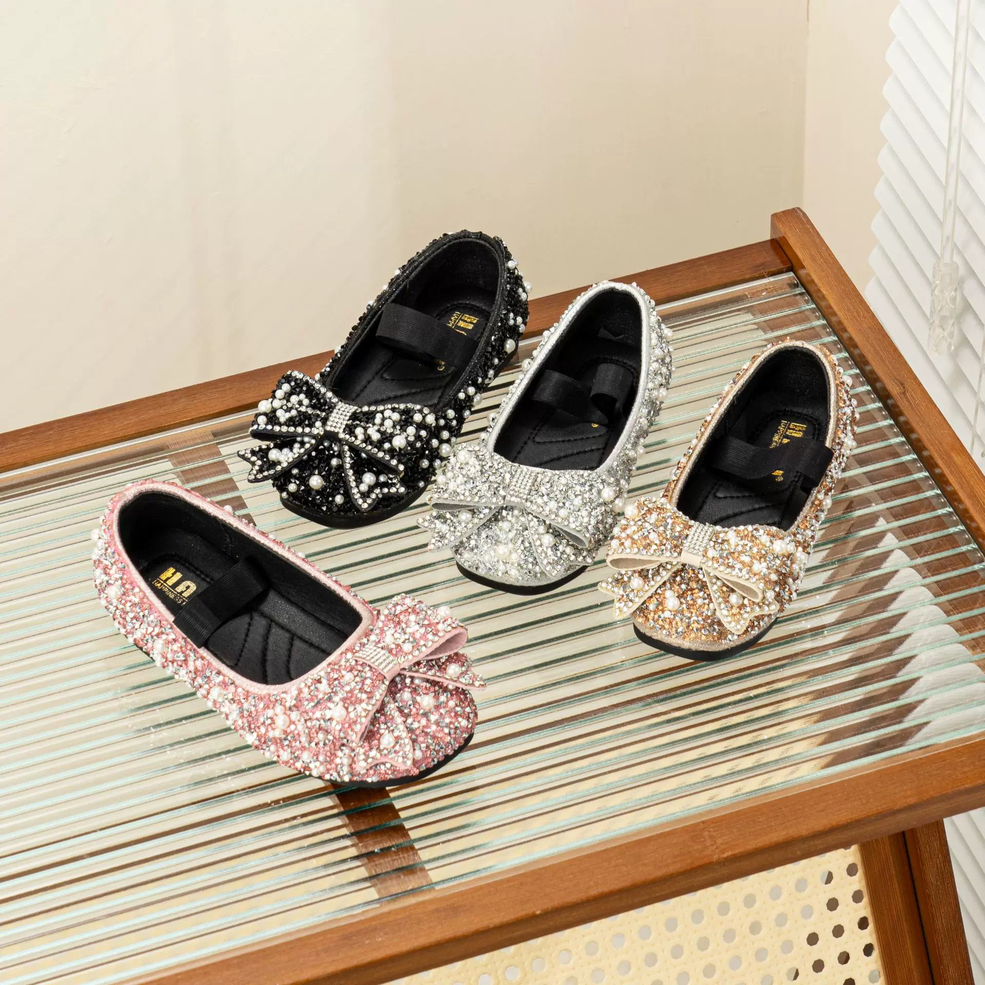 2025夏季蝴蝶结淑女女童公主女孩子宝宝水钻单鞋皮鞋舞蹈批发水晶