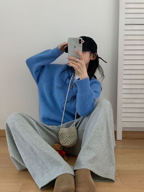 韩系百搭高级感超好看的套头连帽毛衣女秋冬新款内搭帽衫针织上衣|undefined