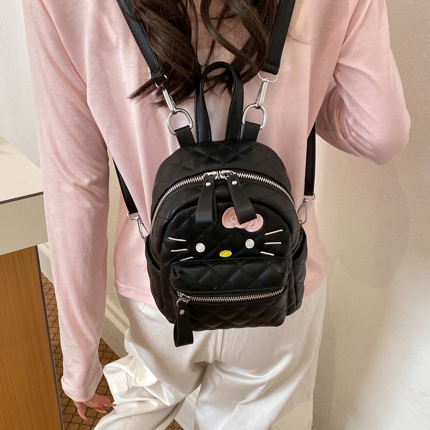 Mujer viajar viaje caricatura dulce nuevo lindo 2026 mochila gato mochila de viento gran capacidad de aire extranjero