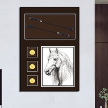 马术立体实物装饰画样板间玄关赛马挂画欧式奖牌静物骑马马场壁画