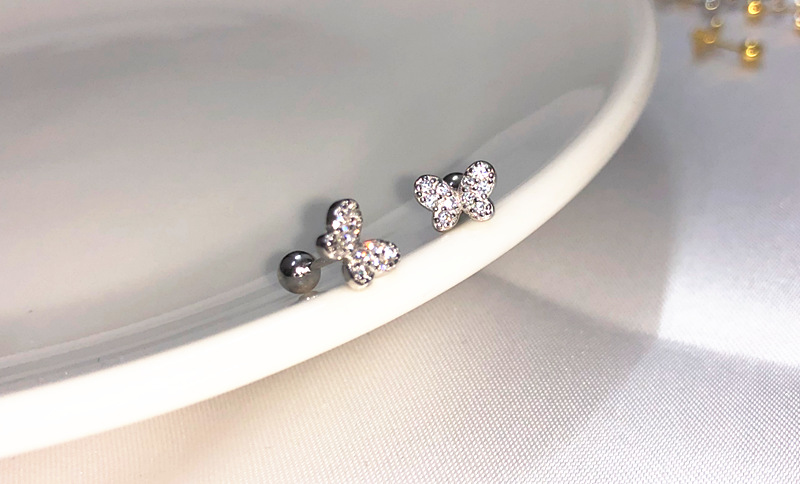 5g Weight Zircon Inlay Material Ear Studs Classification 1 Pair Quantity Daily Occasion 925 Sterling Silver Material Butterfly Pattern Women's Gender Plating, Inlay Design Simple Style Style 1 Pair 925 Sterling Silver Zircon Butterfly Ear Studs 21