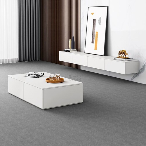 3l black minimalist light luxury TV cabinet coffee table combination modern simple home small apartment living room floor-standing TV