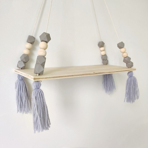 INS Nordic style macaron octagonal beads tassel storage rack wall hanging e children's room creative home storage plywood