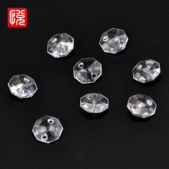 Yue Yin Decorations 14mm Acrylic Octagonal Beads High Brightness Yiwu Decoration Accessories High Transparency Crystal String Stainless Steel Ring 
