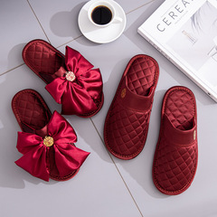 棉拖鞋冬結婚婚慶拖鞋大紅色喜慶男女新娘新郎四季廠家一件代發