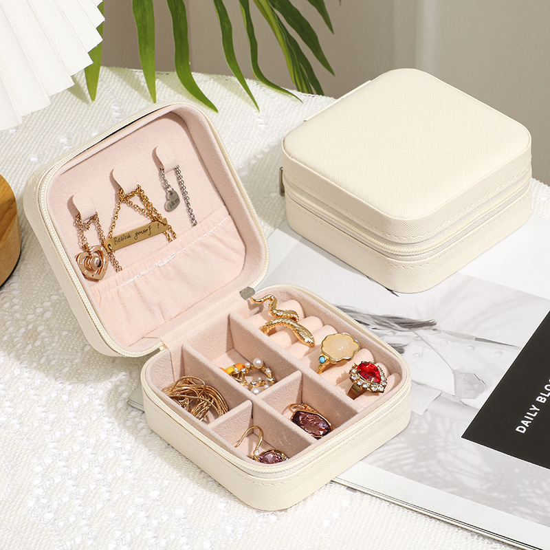 PU Earring Storage Box Necklace Jewelry Organizer Ring Earring Small Jewelry Box Portable Jewelry Storage Case