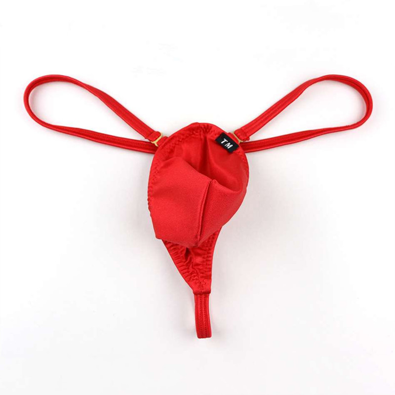 New TM men's thong thin nylon double belt thong with ring sexy underwear men's T pants stretch breathable