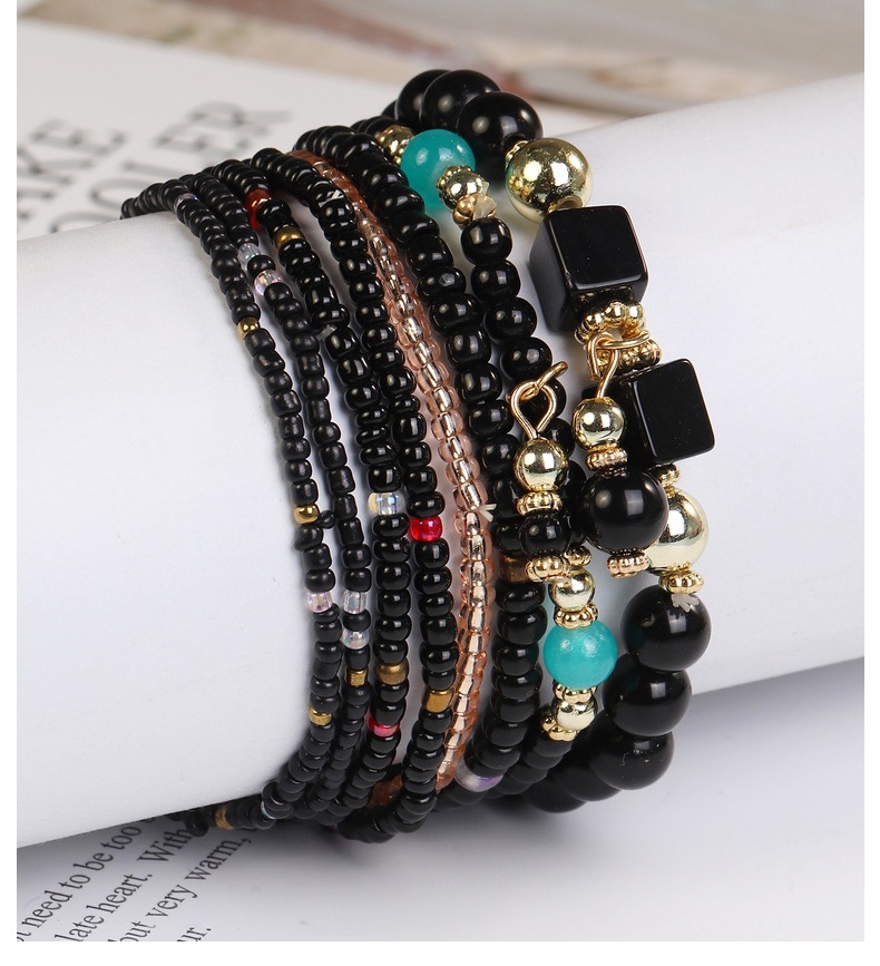 Bohemian Geometric Color Block Glass Beaded Stoving Varnish Women's Bracelets display picture 3