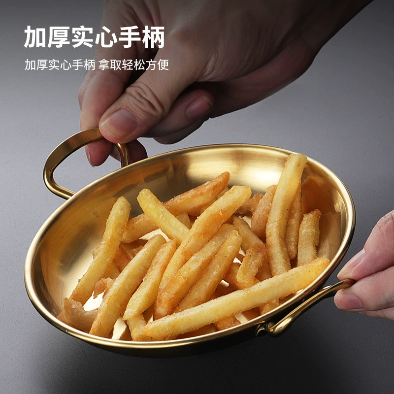 Двуручная тарелка для жареного мяса из нержавеющей стали 304, корейское креативное утолщенное блюдо для барбекю, закуска из жареной курицы, блюдо для западной кухни