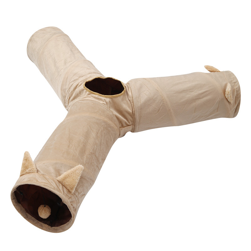 Suministros para mascotas Amazon nuevo timbre de tres vías de papel orejas de gato Túnel de juguete auto-Hi Túnel de gato al por mayor