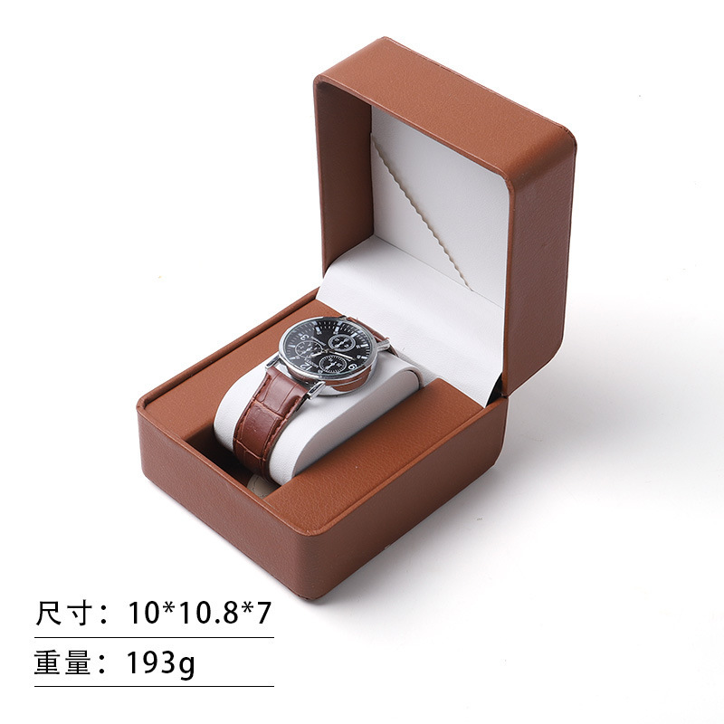 Fuente de fábrica pu caja de reloj flip reloj caja de embalaje pu cuero joyería caja de almacenamiento caja de reloj al por mayor