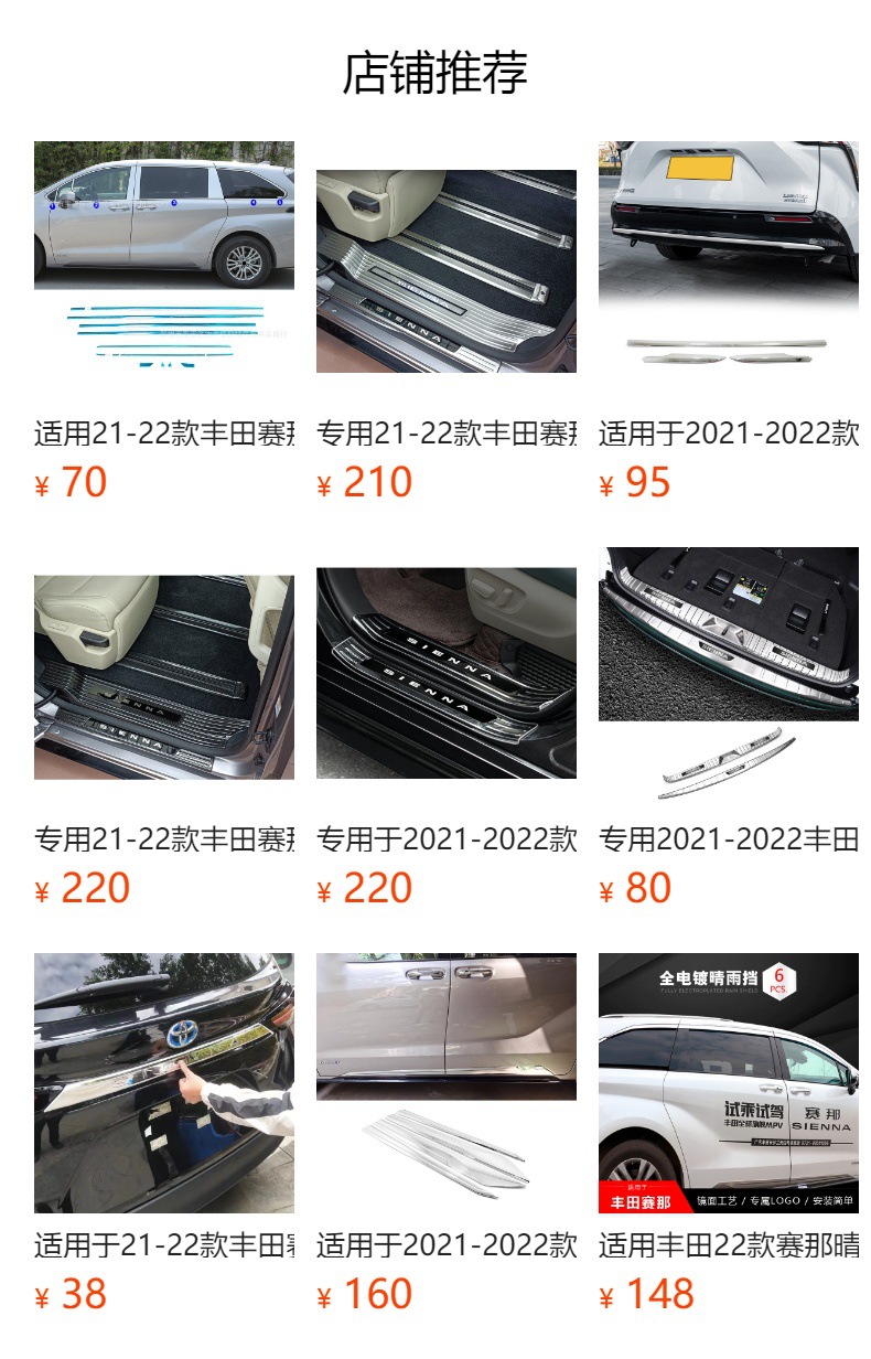 Suitable for 2021-2023 Toyota Saina door handle door wrist Sienna Senna door handle decorative accessories