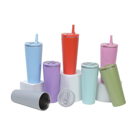 Cross-border new manufacturers direct supply stainless steel thermos cup with handle foldable suction tube cup high color value insulation cup