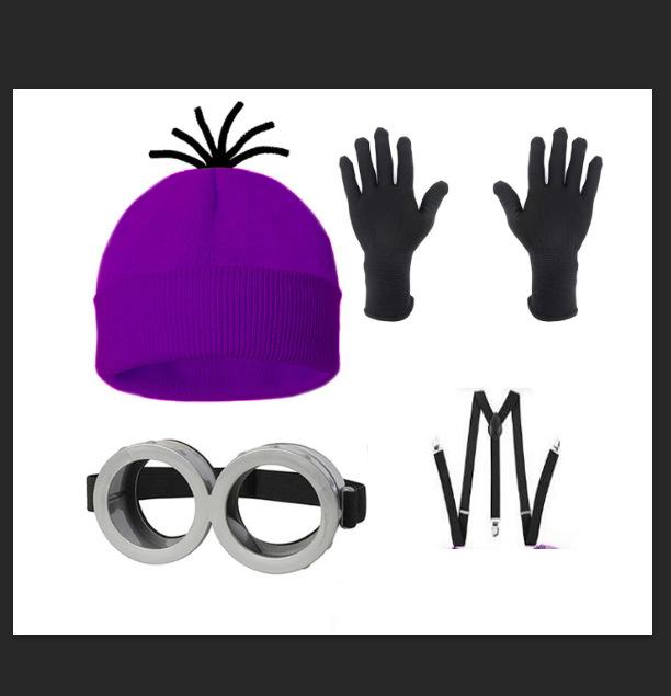 Sombrero morado + cinturón negro 4 piezas grandes