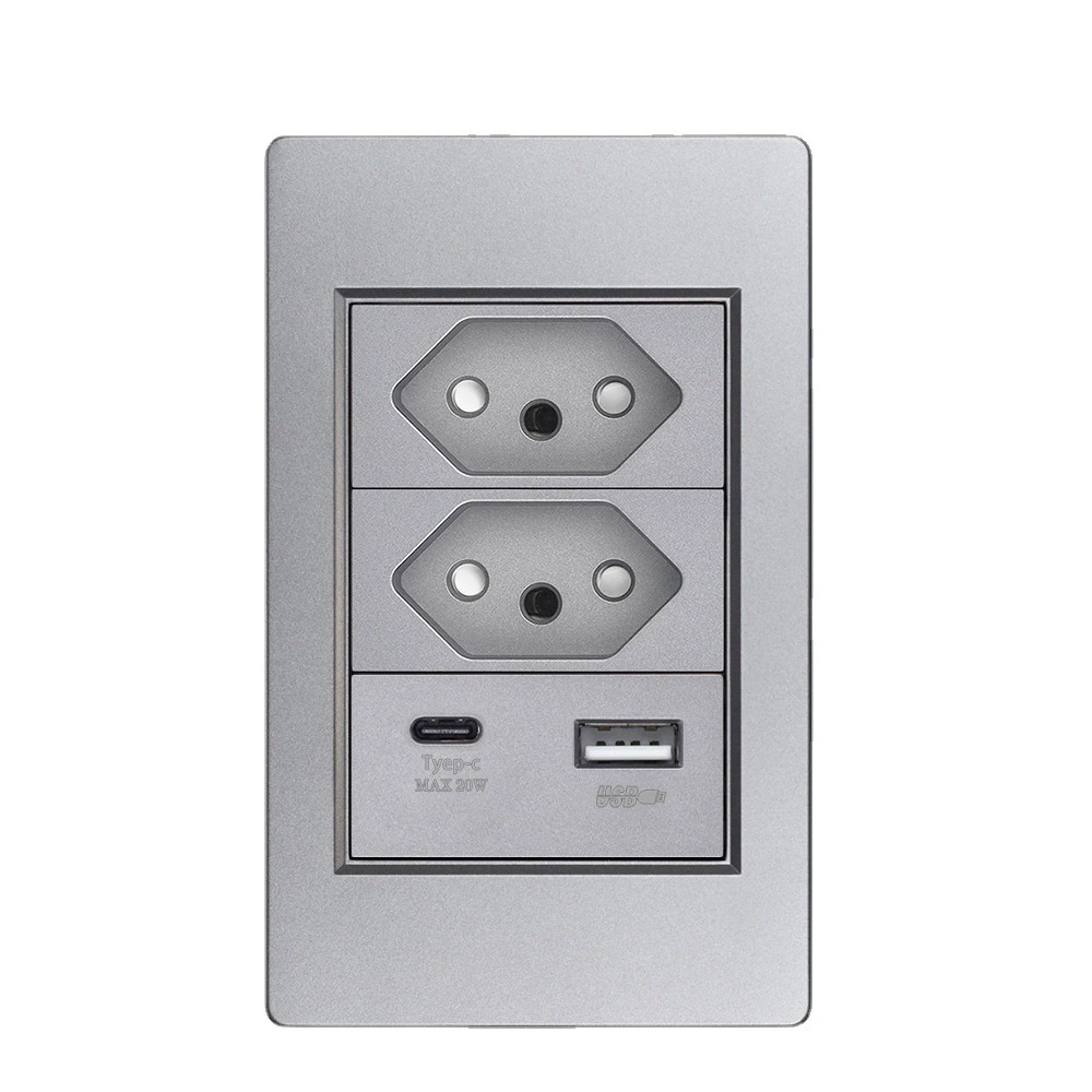 20A настенная розетка Америка Бразилия панель с USB+Type C Швейцария 118 тип быстрая зарядка 20W