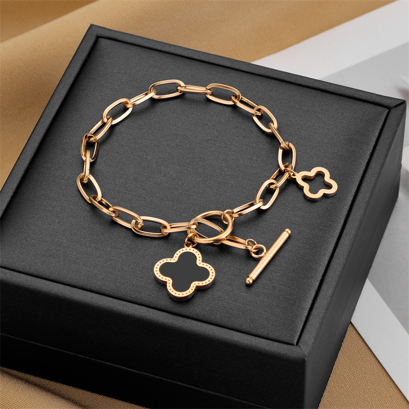 Corea del Sur Dongdaemun moda pulsera de acero de titanio nicho mujer diseño de acero inoxidable sensación de alta calidad joyas de pulsera transfronteriza universal