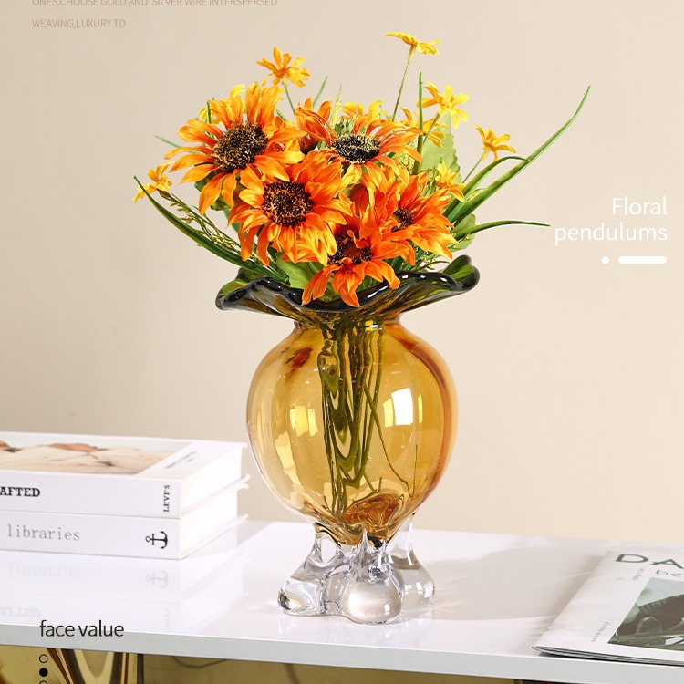 Light luxury modern glazed vase transparent water-raised flower…