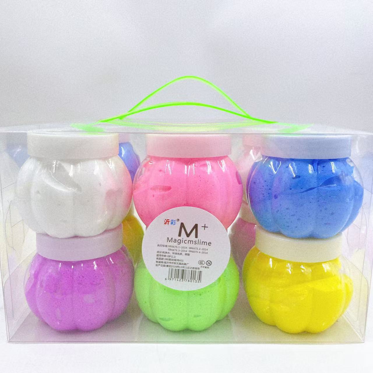 Caja de calabaza M + caja de arcilla de barro 6 colores macarón conjunto de goma de plástico colorido diy juguetes arcilla