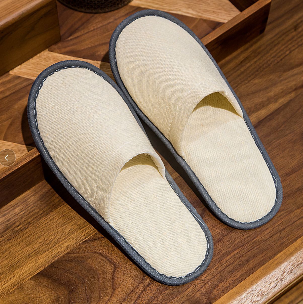 【No. 013】Thin linen and cotton slippers (gray edge)
