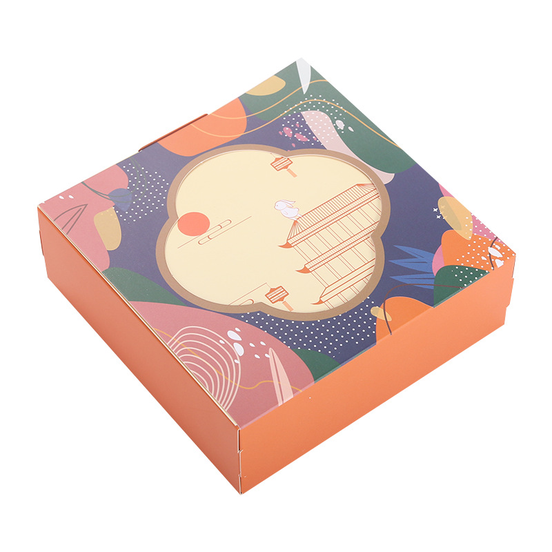Venta directa trébol de cuatro hojas caja de embalaje de pastel de luna de mediados de otoño caja de pastel de luna de helado plegable simple caja de regalo crujiente de yema de huevo 4 tabletas 6 paquetes