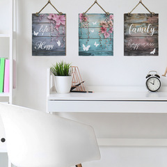 外貿family掛飾仿真文藝木板臥室家居裝飾牆貼貼紙自粘批發跨境