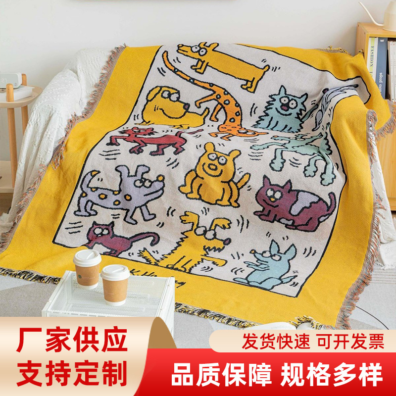in stock Wholesale Nordic Simple Style Sofa Towel Sofa Cushion Three or Four People Sofa Cover Cloth Household All-inclusive Universal Cover Blanket