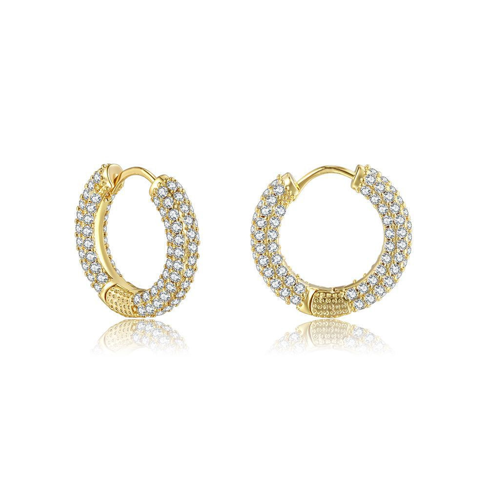Wholesale Jewelry Full Diamond Circle Zircon Fashion Earrings Nihaojewelry display picture 4