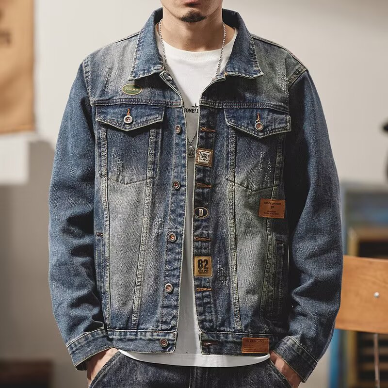 Versatile Denim Jacket For Men's Spring And Autumn Cardigans, Lapel Jacket, Popular Cardigan Top For Teenagers_voghion.com