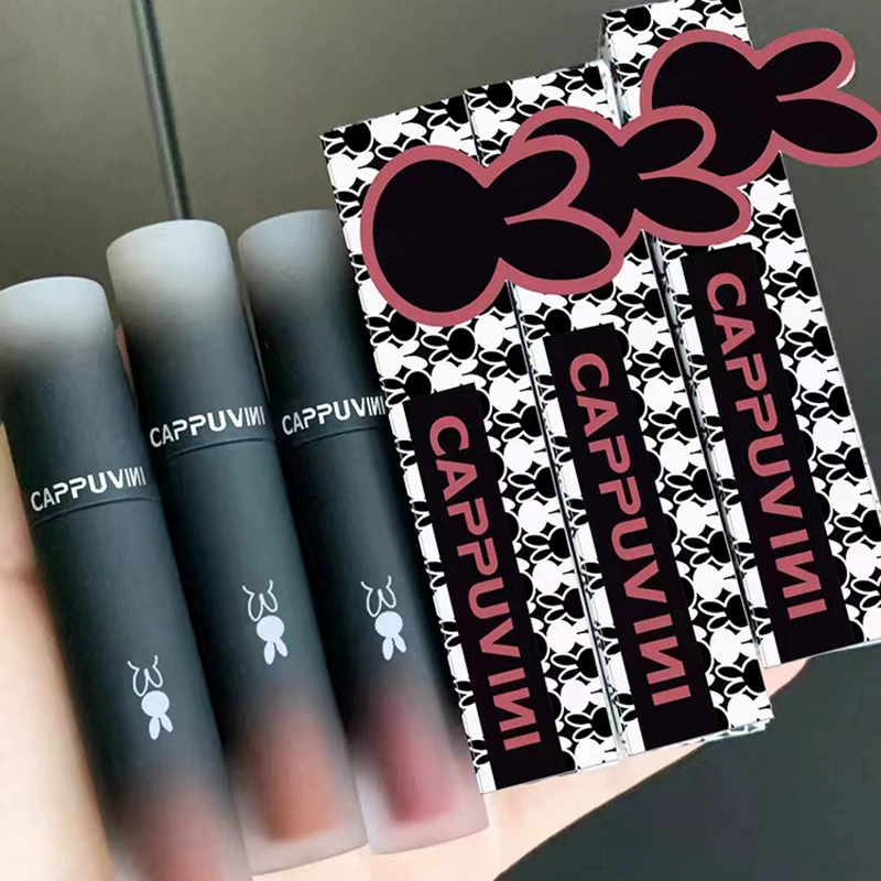 Cappuvini инвертит порошок макарон для губ грязь матовый бархат матовый, чтобы держать макияж белый для губ глазурь помада оптом