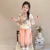 Hanfu девушка летнее платье супер фея платье 2025 новый китайский стиль девочка детское сказочное платье