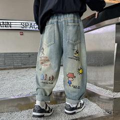 男児ジーパン春秋タイプ子供ズボン男の子ファッションゆるい長ズボン2025新型子供服の子供ズボン