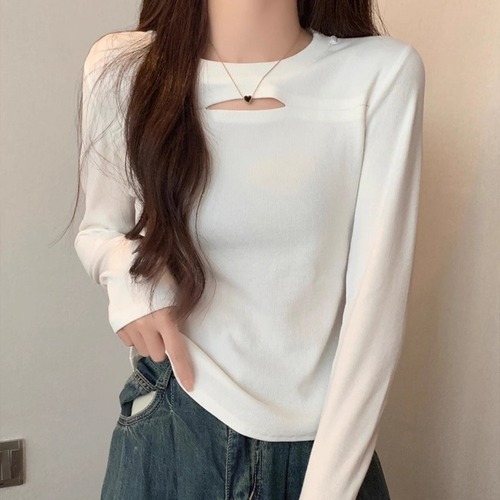 Pure Color Laced Fleece Base Shirt for Women 2025 Autumn/Winter Layering Long Sleeve Warm Bodycon Short-sleeved Top