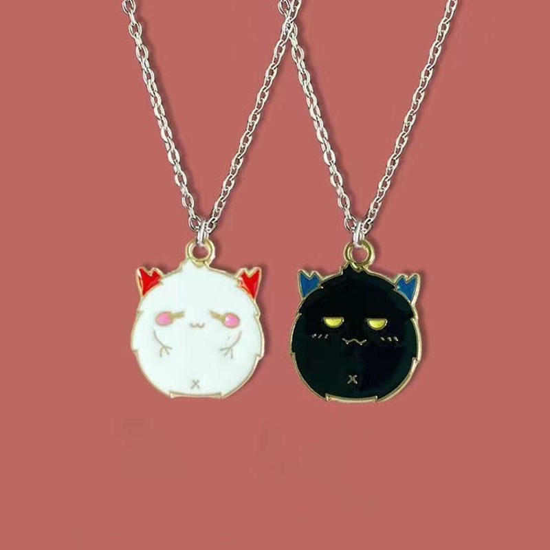 Ny Ins Style Niche Design Halskæde Til Kvinder Koreansk Version Sort Og Hvid Lille Djævel Halloween Par Halskæde, Bedste Ven Nøglebenskæde_voghion.com