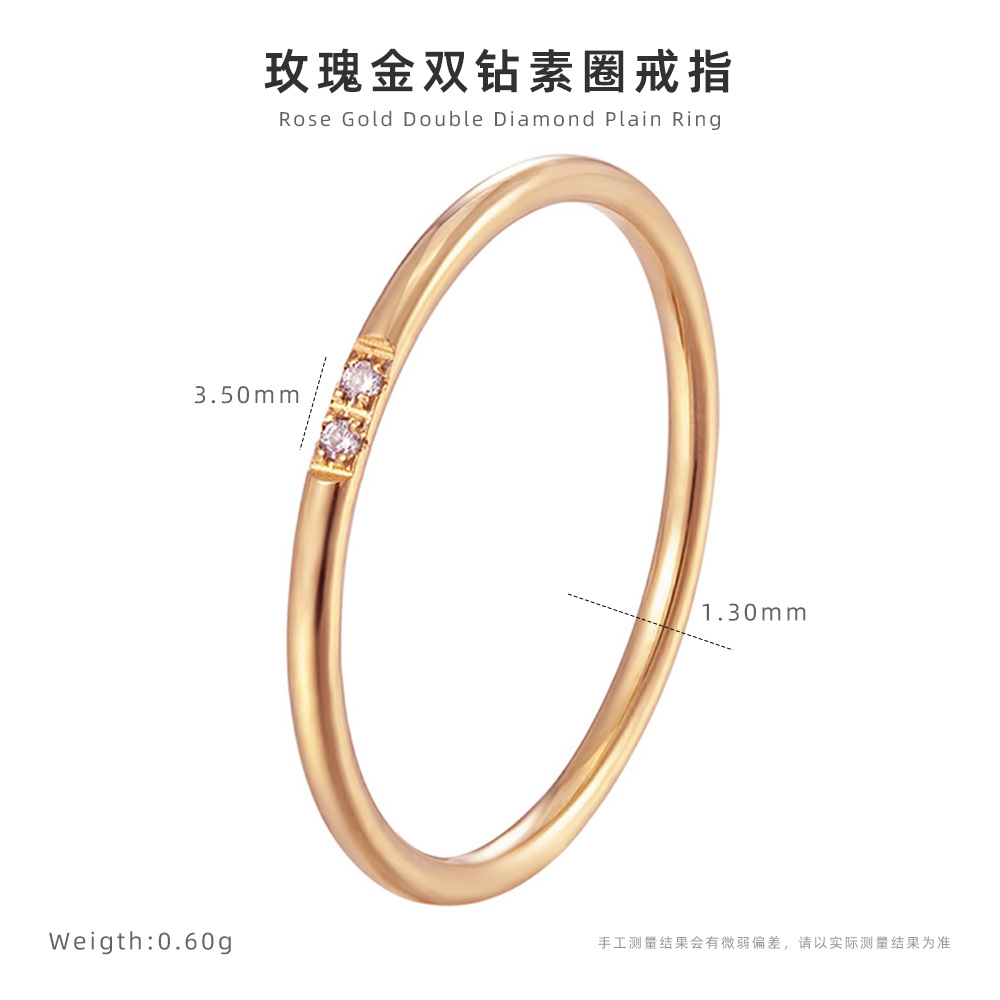 Anillo de diamantes de circón transfronterizo 14k anillo de diseño de nicho simple anillo femenino de acero de titanio sin decoloración joyería al por mayor