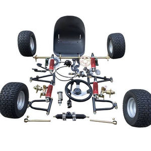 Modified Go-Kart Parts, Homemade Four-Wheel Vehicle with Front and Rear Suspension, Steering Wheel, 1m Rear Axle, 6/7/ 8inch Tires