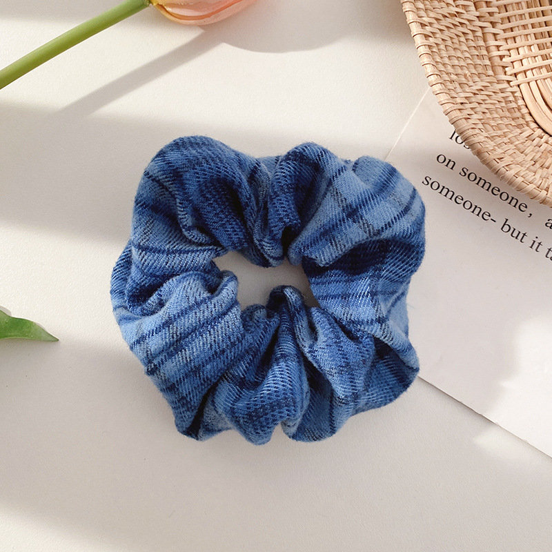 Lazo para el cabello de intestino grueso rayado coreano para mujer, sensación de alto nivel, cuerda para el cabello de cola de caballo, banda de goma para la cabeza para niñas, cuerda para la cabeza de gran tamaño, accesorios para el cabello de flores para la cabeza