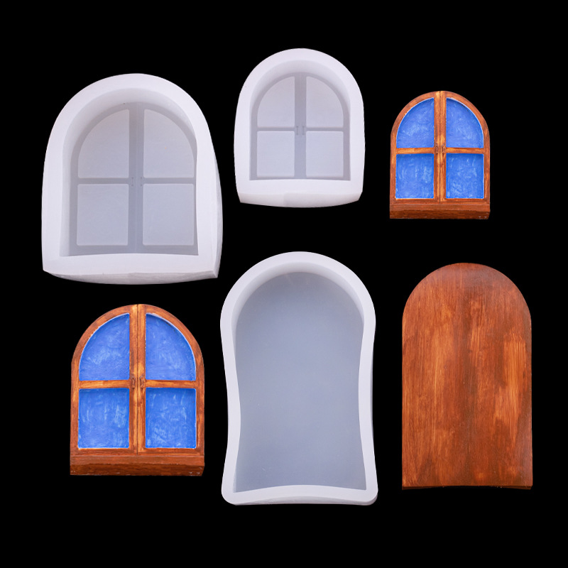 Puerta y ventana de dibujos animados de silicona molde creativo hecho a mano jabón aromaterapia vela epoxi molde de yeso decoración de la torta del postre