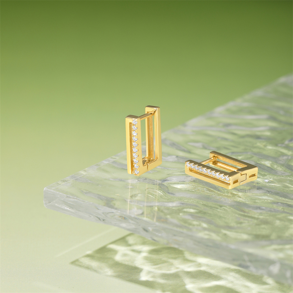 5g Weight 925 Sterling Silver Ear Needle Material Zircon Inlay Material Earrings Classification 1 Pair Quantity Holiday, Banquet, Daily Occasion 925 Sterling Silver Material Geometric Pattern Women's Gender Plating Design Simple Style Style 1 Pair 925 Sterling Silver Zircon Geometric Earrings 11