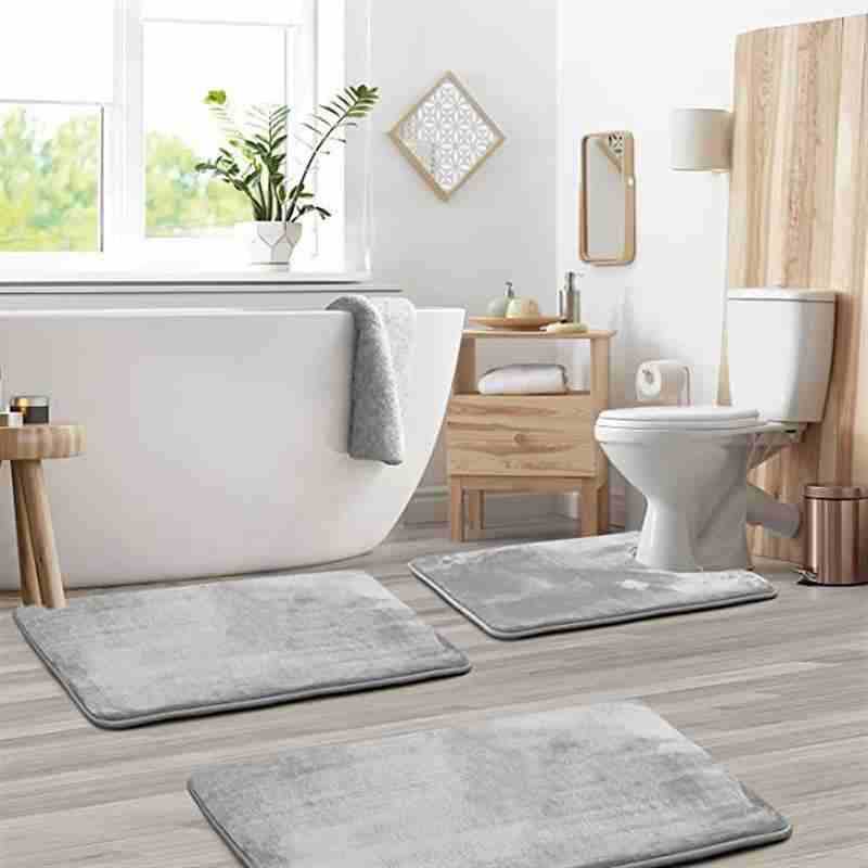 Bathroom Non-Slip Floor Mat Coral Velvet Household Three-Piece Set Toilet Foot Mat Strong Water Absorption Bathroom Floor Mat