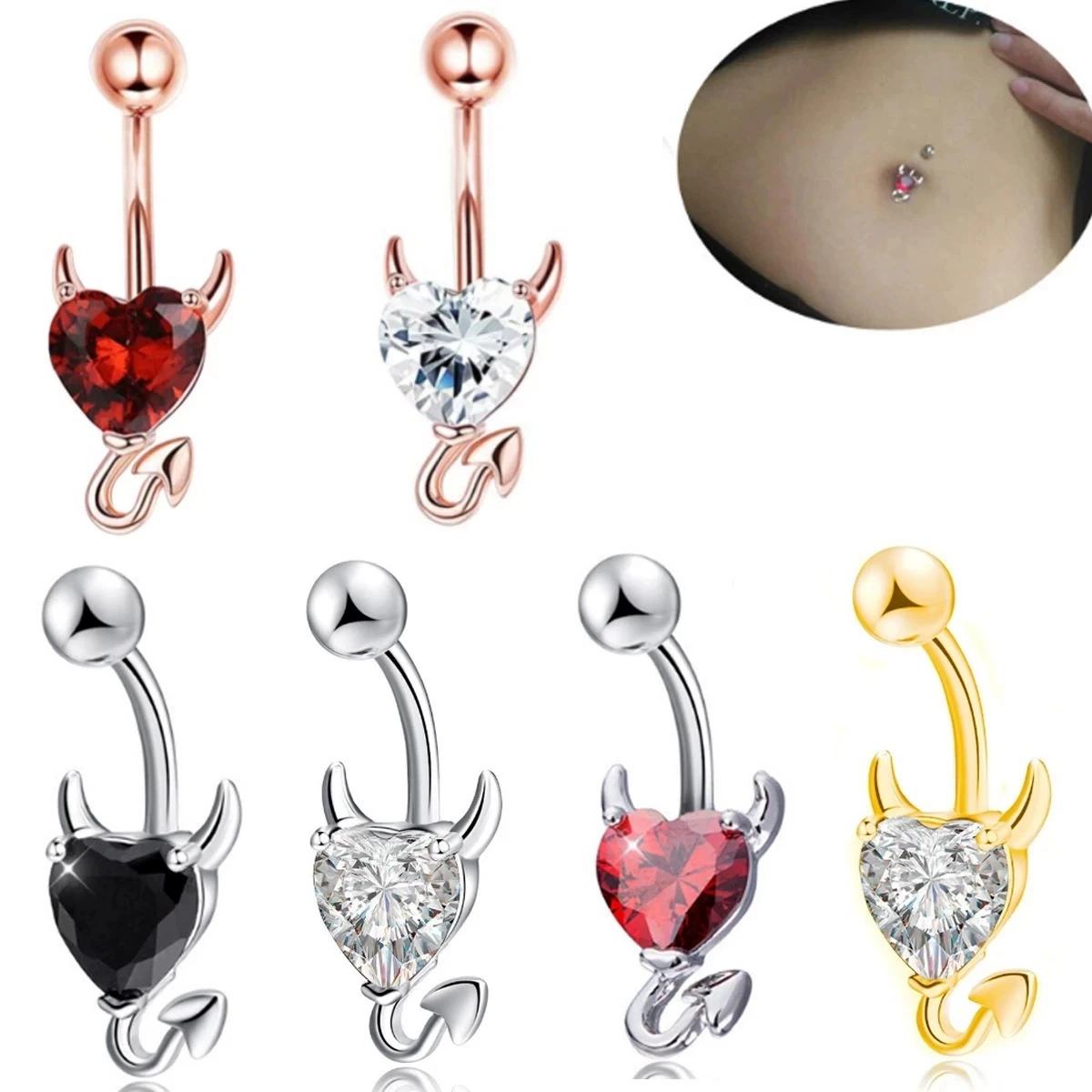Цирконий, качественный пирсинг пупка в форме сердца, сердечко, пожелание