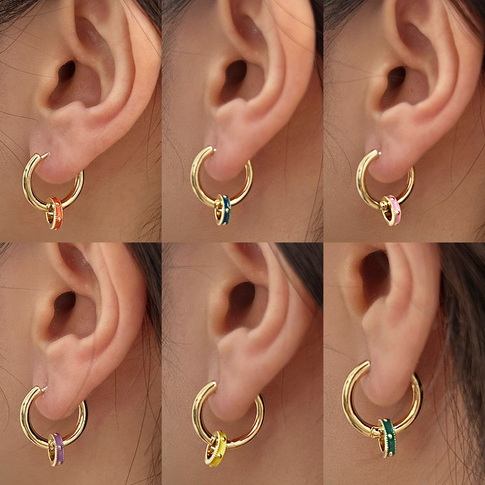 11g Weight Gold Plated Plating Material Earrings, Necklace Classification Simple Style Round Copper Plating Gold Plated Earrings Necklace
