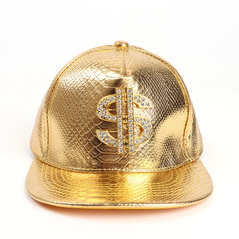 Crocodile Pattern Gold Dollar Sign Hip Hop Baseball Cap Trendy_voghion.com