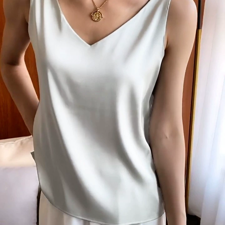 Новый женский пухлый Топ больших размеров с маленьким топом на бретельках, модный Свободный атласный жилет с V-образным вырезом, 200 кг
