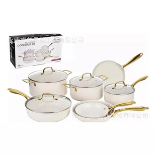 Factory direct electroplating handle household ceramic non-stick pan aluminum pan milk pan frying pan soup pot foreign trade wholesale gifts