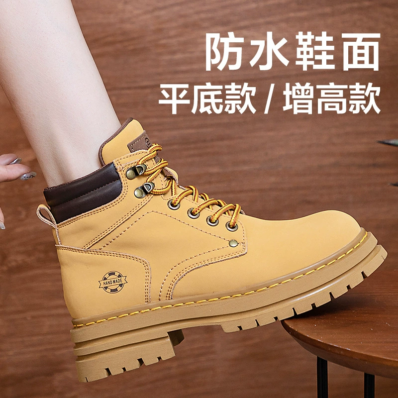 Женские рабочие ботинки из натуральной глянцевой кожи 3008-2, водонепроницаемые желтые ботинки для активного отдыха, походные ботинки, ботинки в стиле «Мартин» для пустыни