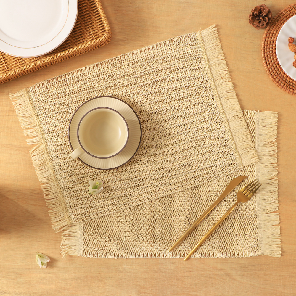 2025 nuevo papel tejido almohadilla aislante térmico almohadilla decoración de mesa de té estilo retro chino se puede enviar