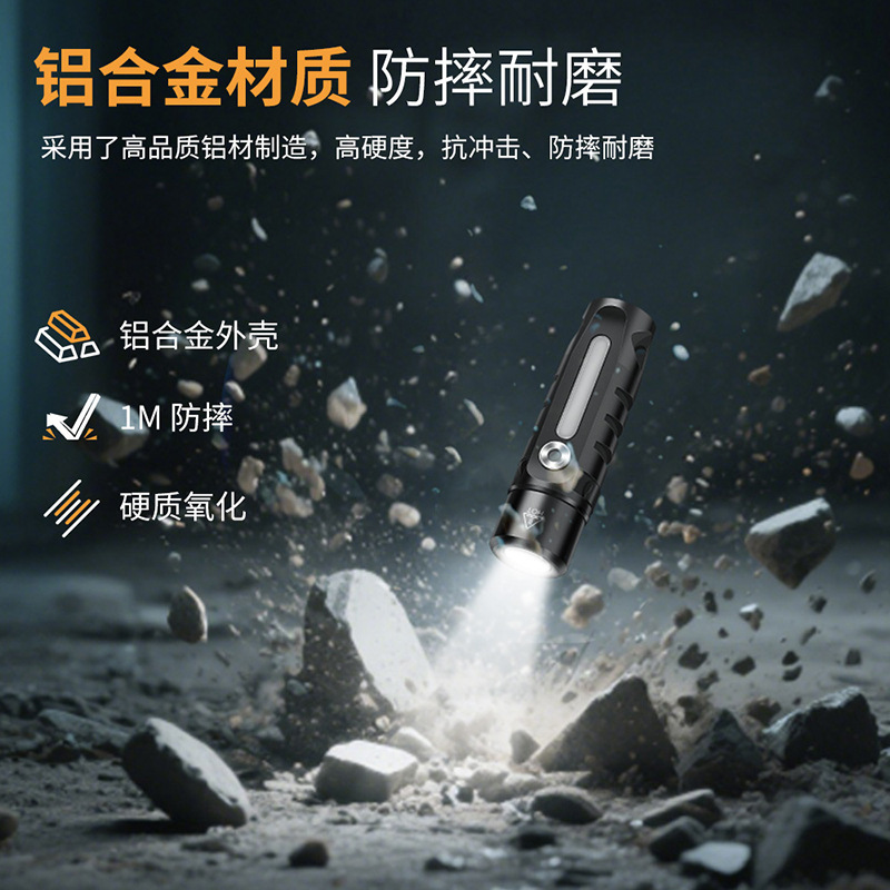 2025 超高輝度 EDC キーホルダーライトミニアルミ合金強力な光懐中電灯多機能サイドライト RGB 雰囲気ライト|undefined
