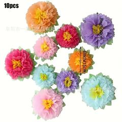 速卖通三色多層紙花、シーンデコレーション用、複数サイズミックス、ひまわり風紙工芸品